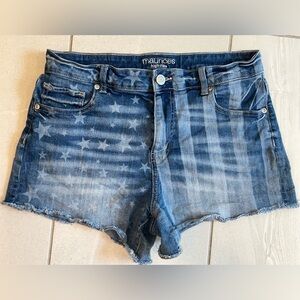 Maurices High Rise Blue Star Patterned Denim Shorts
